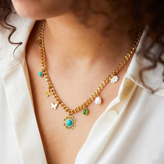 RemindraLux 18K Gold-Plated Garden Charms Necklace