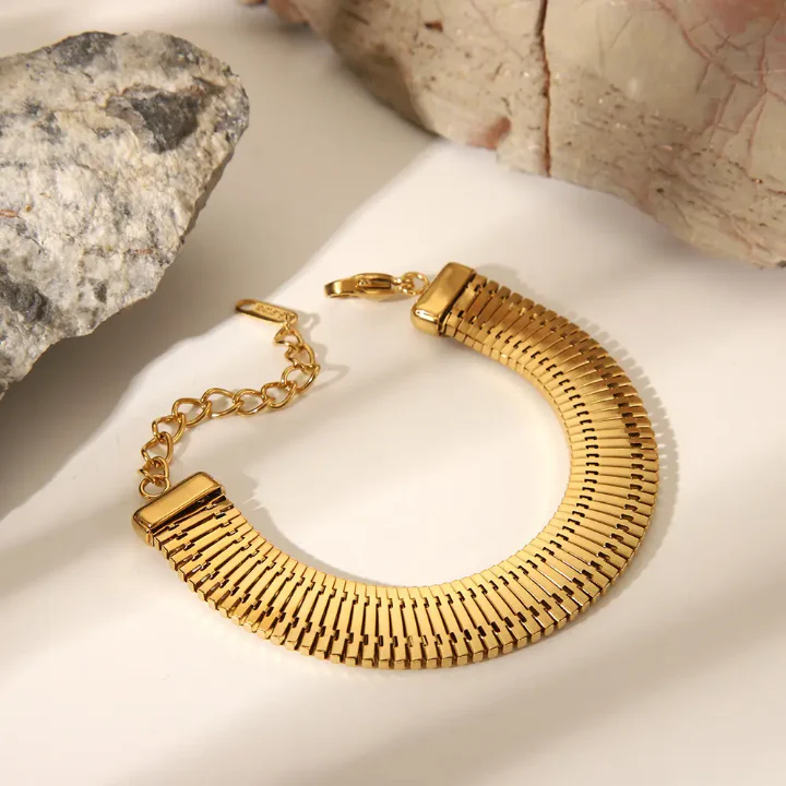 RemindraLux 18K Gold-Plated Wide Radiant Sunbeam Link Bracelet