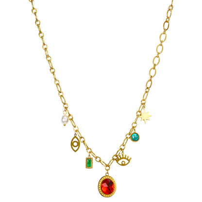 RemindraLux 18K Gold-Plated Charm Necklace ROYAL Protective Symbols