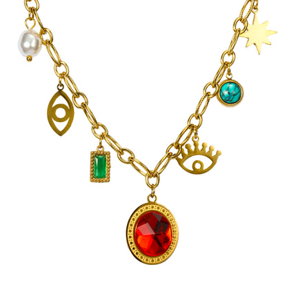 RemindraLux 18K Gold-Plated Charm Necklace ROYAL Protective Symbols