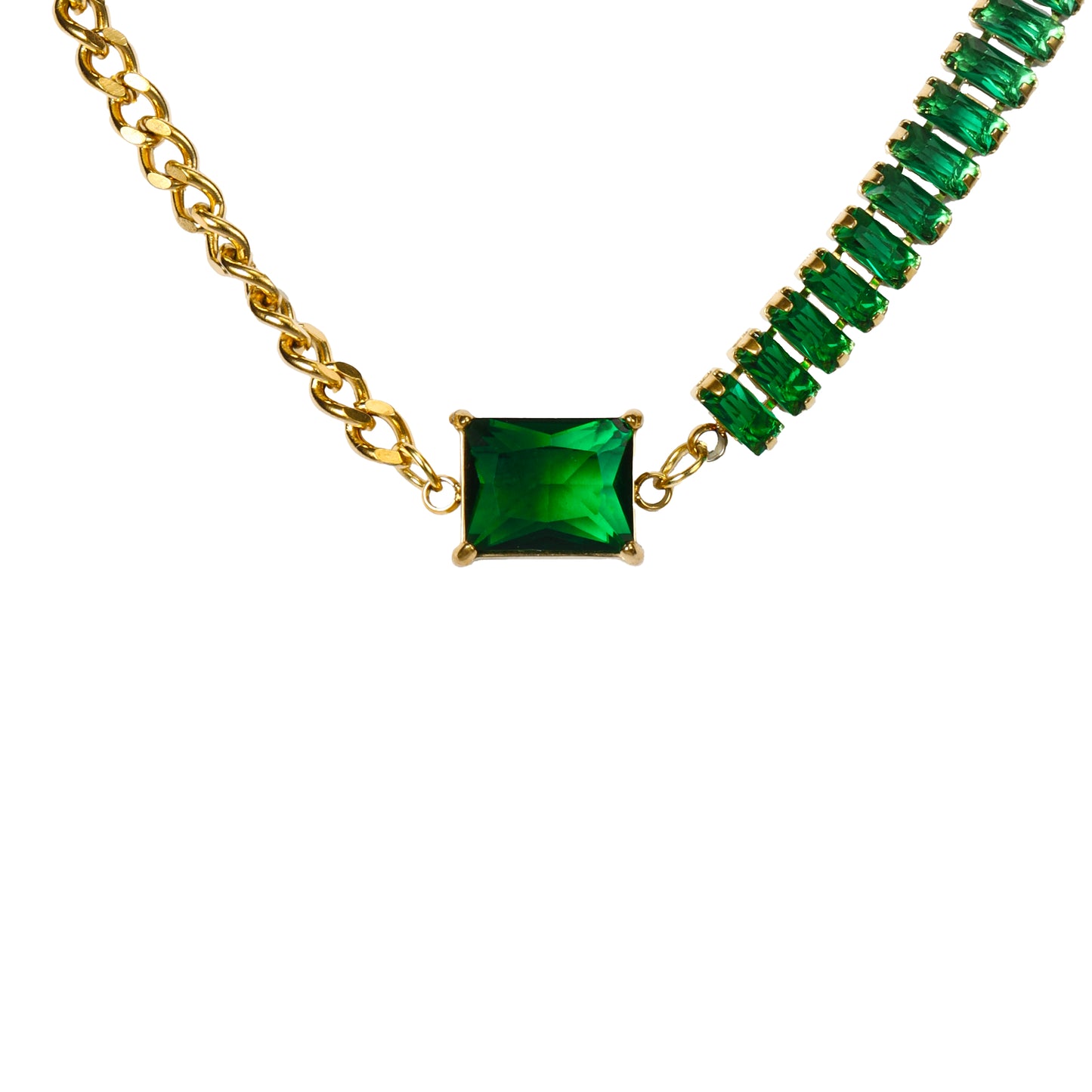 RemindraLux 18K Gold-Plated Emerald Square Center Necklace