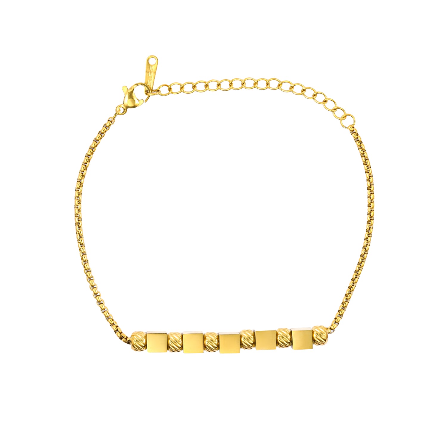 RemindraLux 18K Gold-Plated Geometric Cube Bar Bracelet