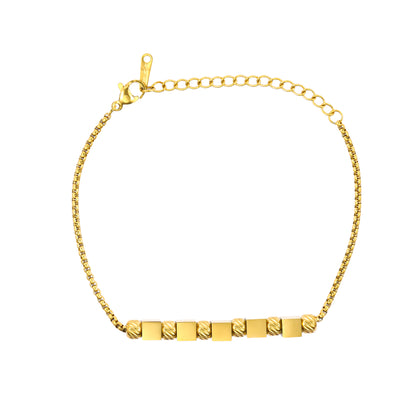 RemindraLux 18K Gold-Plated Geometric Cube Bar Bracelet