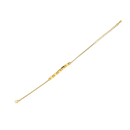 RemindraLux 18K Gold-Plated Geometric Cube Bar Bracelet