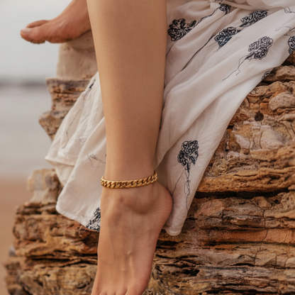 RemindraLux 18K Gold-Plated Cuban-Link Anklet
