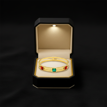 RemindraLux 18K Gold-Plated Color Tale Geometric Bangle