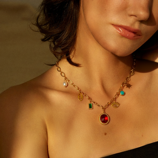 RemindraLux 18K Gold-Plated Charm Necklace ROYAL Protective Symbols