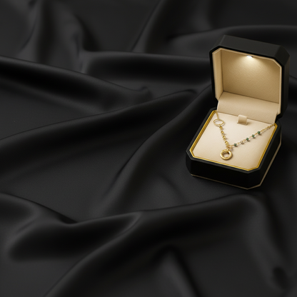 RemindraLux 18K Gold-Plated Asymmetric Hearts & Stone Bead Ring Necklace