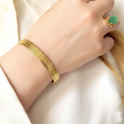 RemindraLux 18K Gold-Plated Wide Radiant Sunbeam Link Bracelet