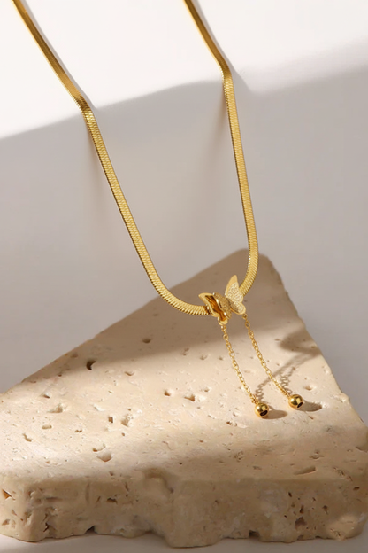 RemindraLux 18K Gold-Plated Double-Butterfly Drop Necklace