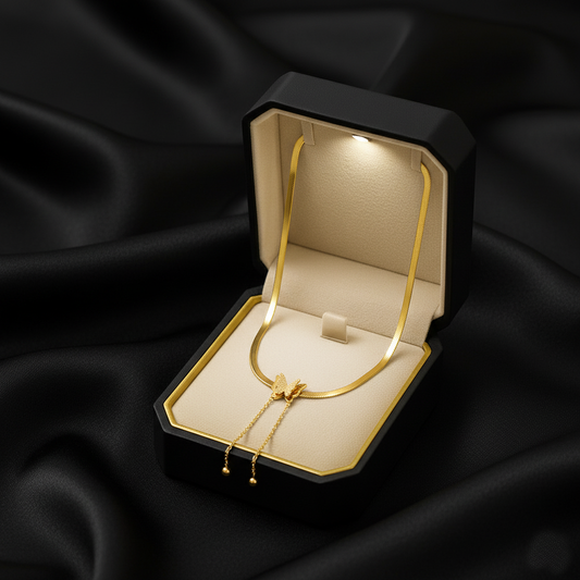 RemindraLux 18K Gold-Plated Double-Butterfly Drop Necklace