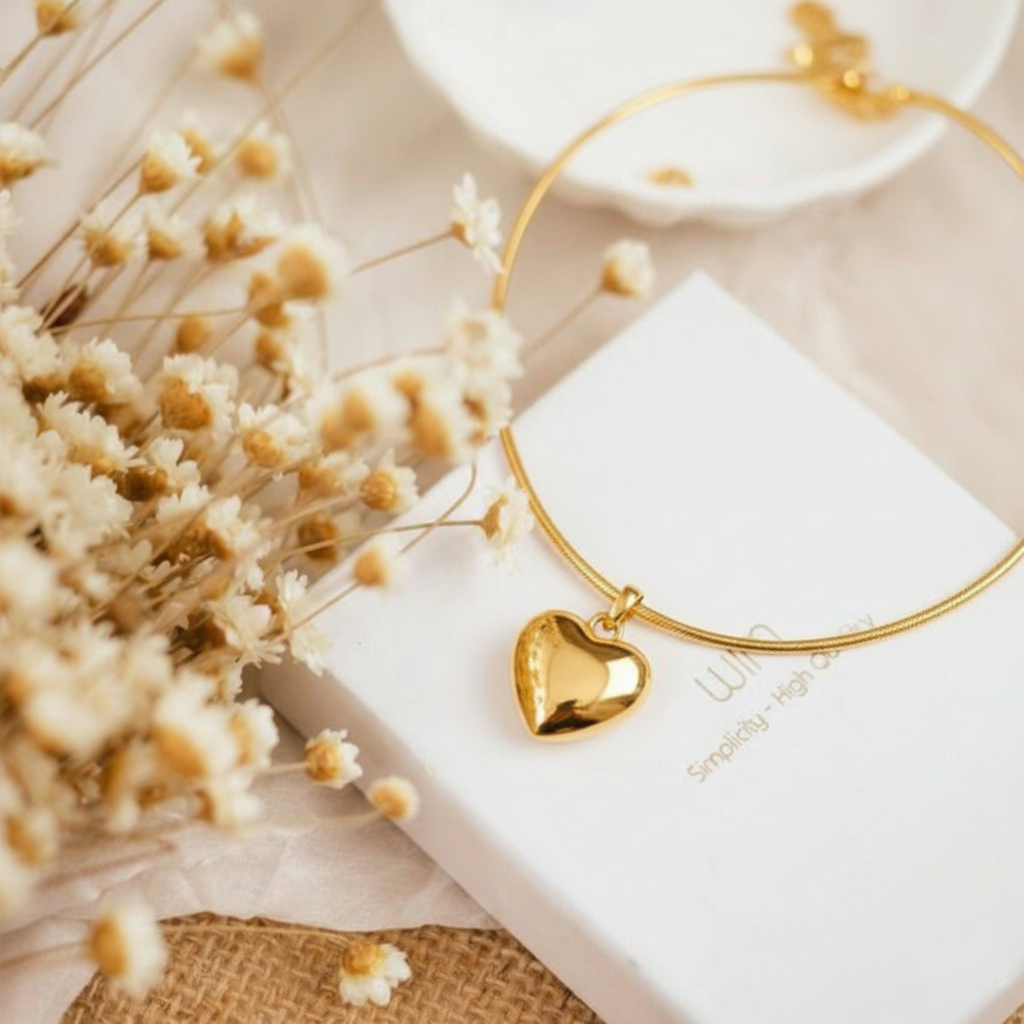 RemindraLux 18K Gold-Plated  Heart Pendant Necklace