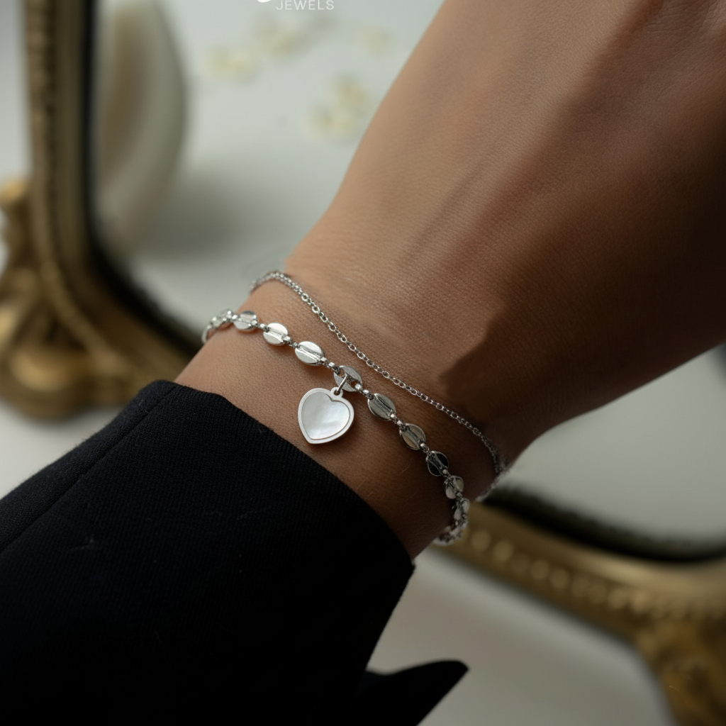 RemindraLux Moonlight Heart Double Chain Bracelet