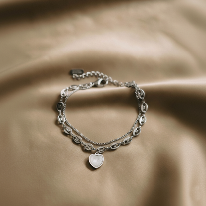 RemindraLux Moonlight Heart Double Chain Bracelet