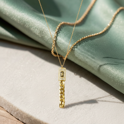 RemindraLux 18K Gold-Plated Pavé Initial Plaque Necklace