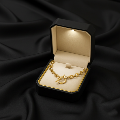 RemindraLux 18K Gold-Plated Oval Chain Toggle Necklace