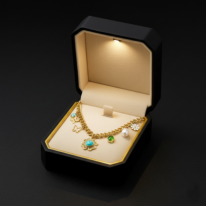 RemindraLux 18K Gold-Plated Garden Charms Necklace