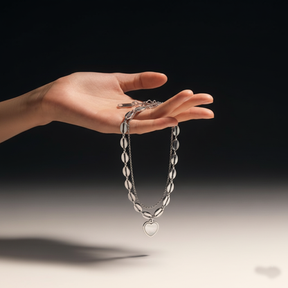 RemindraLux Moonlight Heart Double Chain Bracelet