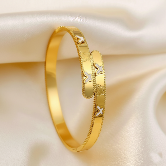 RemindraLux 18K Gold-Plated Butterfly Dreams Beaded Bangle