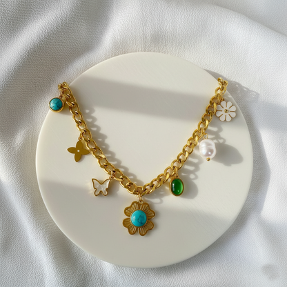 RemindraLux 18K Gold-Plated Garden Charms Necklace