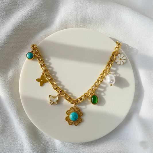 RemindraLux 18K Gold-Plated Garden Charms Necklace