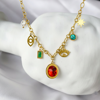 RemindraLux 18K Gold-Plated Charm Necklace ROYAL Protective Symbols