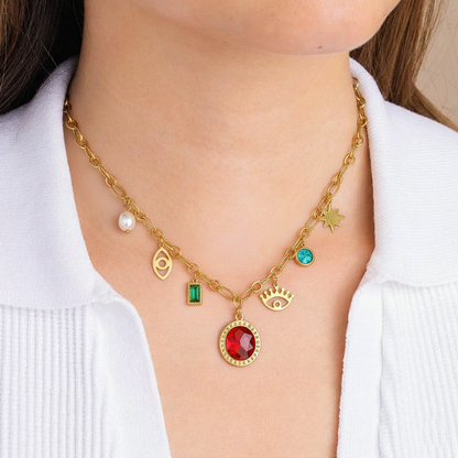 RemindraLux 18K Gold-Plated Charm Necklace ROYAL Protective Symbols