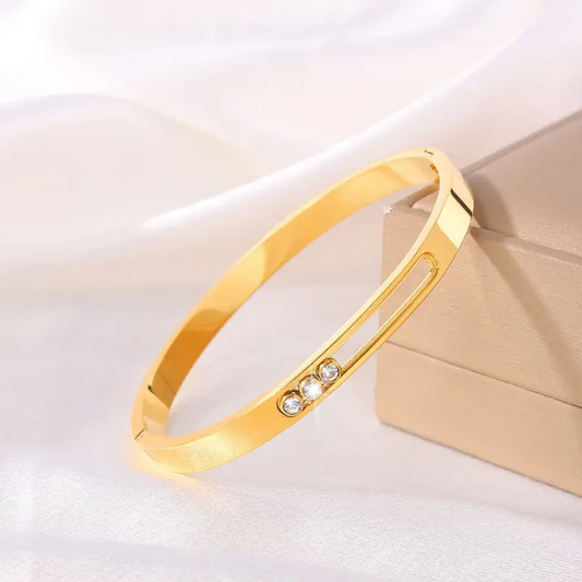 RemindraLux 18K Gold-Plated “Whisper of Light” Bangle with 3  Stones