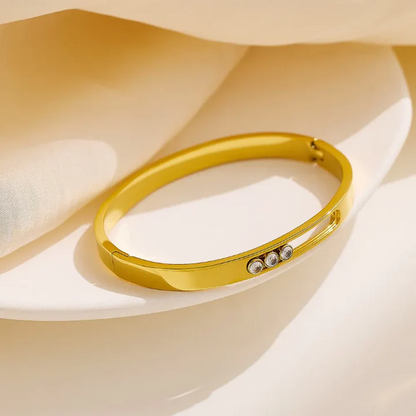 RemindraLux 18K Gold-Plated “Whisper of Light” Bangle with 3  Stones