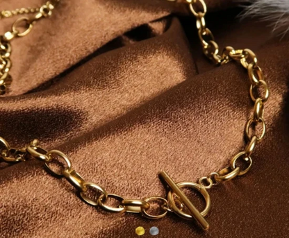 RemindraLux 18K Gold-Plated Oval Chain Toggle Necklace