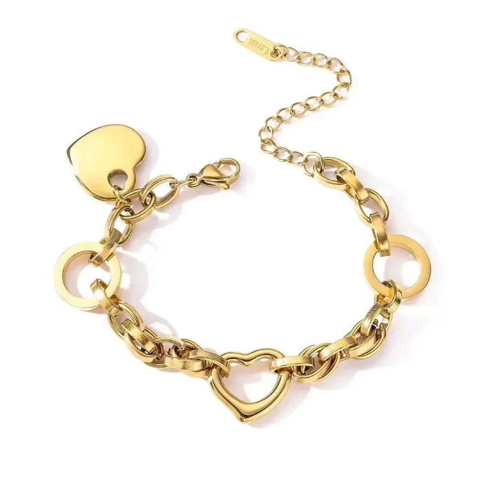 RemindraLux 18K Gold-Plated Open-Heart Link Bracelet