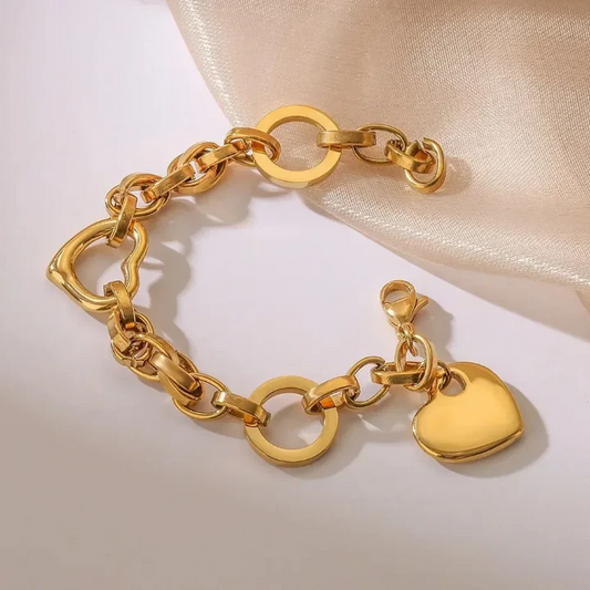 RemindraLux 18K Gold-Plated Open-Heart Link Bracelet