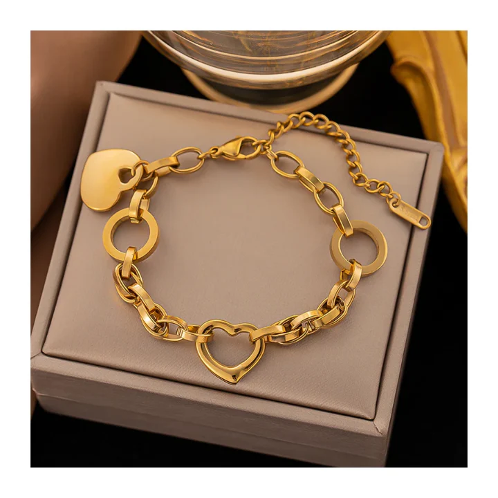 RemindraLux 18K Gold-Plated Open-Heart Link Bracelet