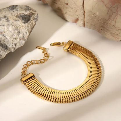 RemindraLux 18K Gold-Plated Wide Radiant Sunbeam Link Bracelet