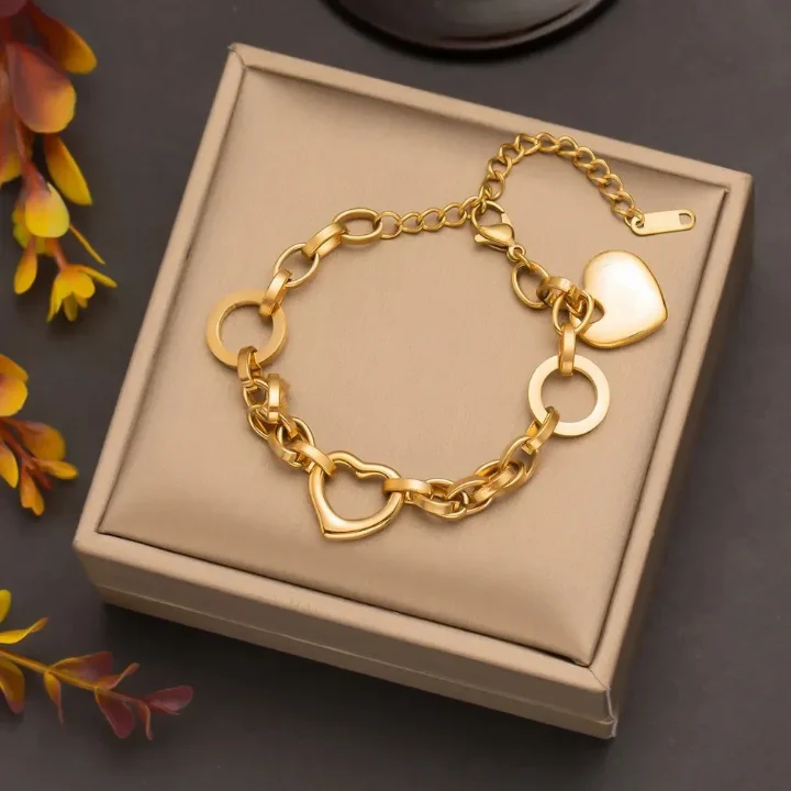 RemindraLux 18K Gold-Plated Open-Heart Link Bracelet