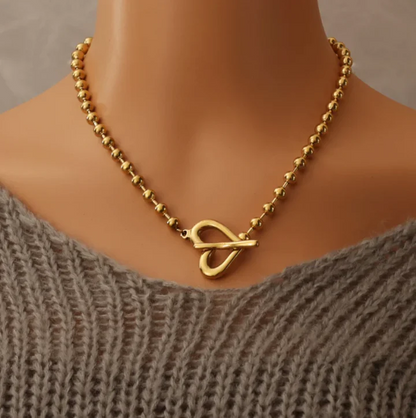 RemindraLux 18K Gold-Plated Linked Heart Beaded Necklace