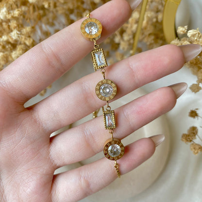 RemindraLux 18K Gold-Plated Roman Dial Crystal Bracelet